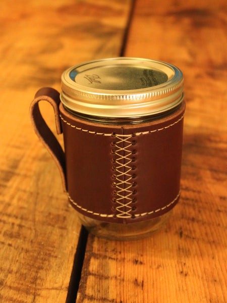 Holdster Model 01 Cross Stitch Leather Mason Jar Mug