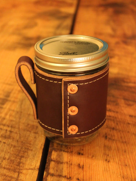 Holdster Model 02 Rivet Leather Mason Jar Mug