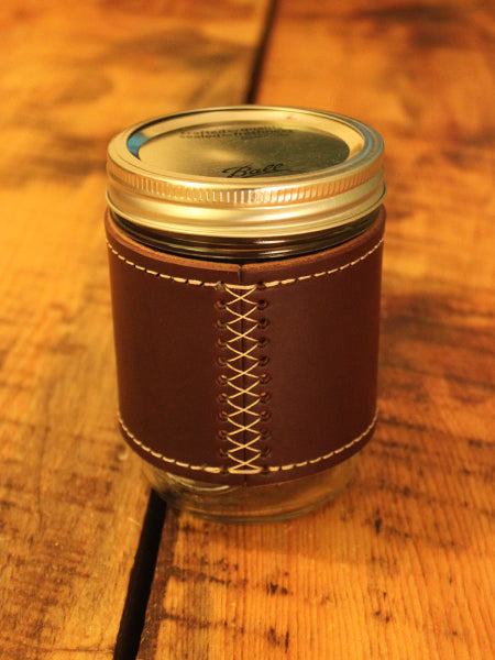 Holdster Model 03 Cross Stitch w/o handle Leather Mason Jar Mug