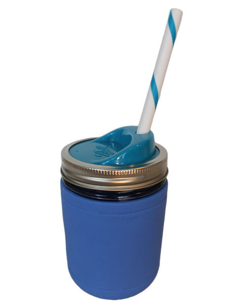 Holdster Model S: Silicone Blue with Sip and Straw Lid